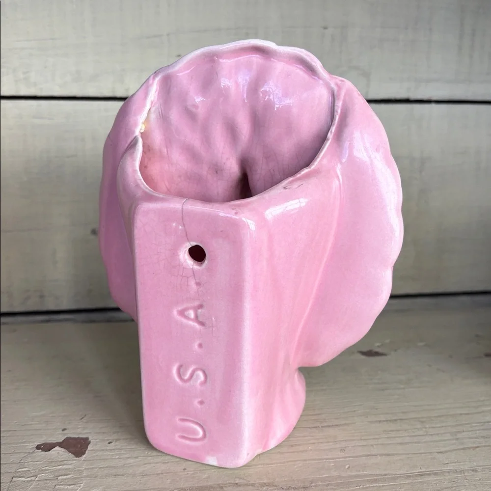 Vintage Mccoy pink peacock pocket planter